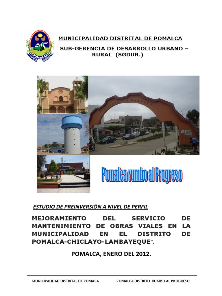 Mejoramiento Vial en Pomalca-Chiclayo | PDF | Agricultura | Presupuesto