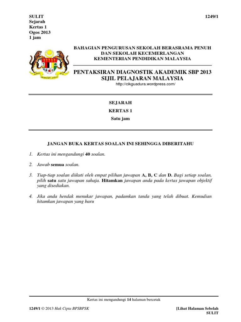 Soalan Dan Skema Jawapan Sejarah Kertas 123 Pdf