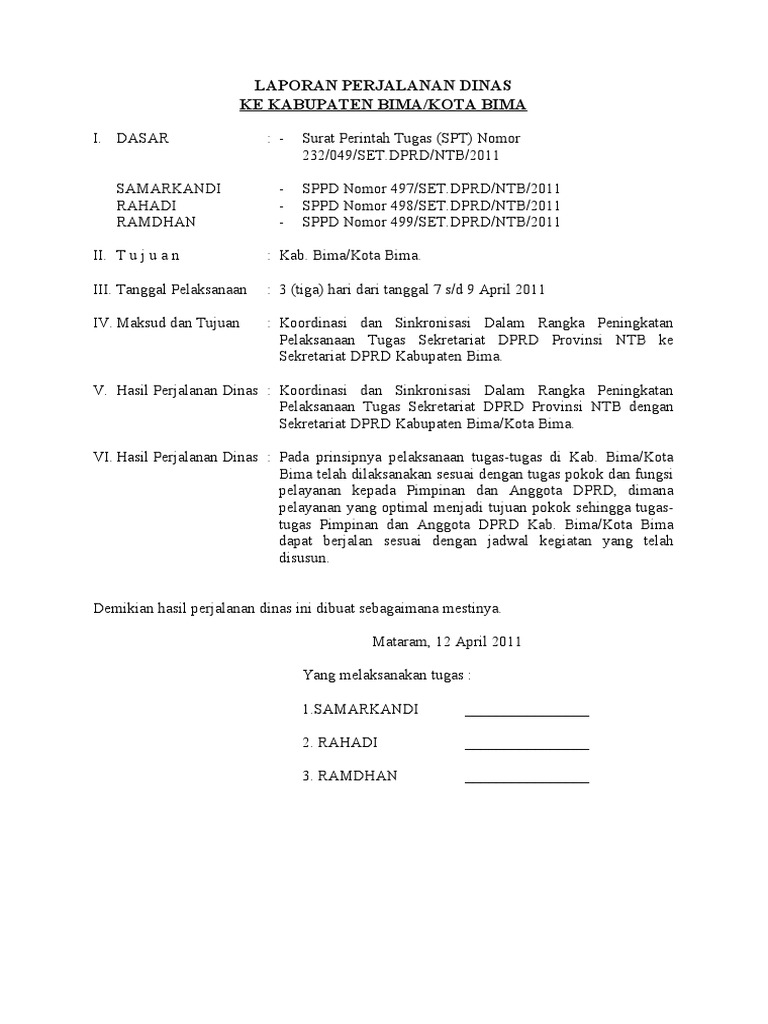 Laporan Perjalanan Dinas