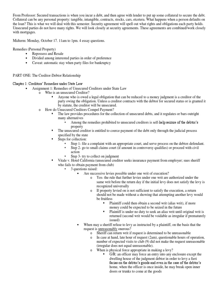 Secured Credit Book Outline | Download Free PDF | Foreclosure ...