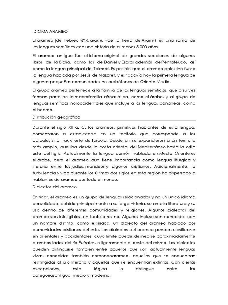 Idioma Arameo Idiomas Lingüística