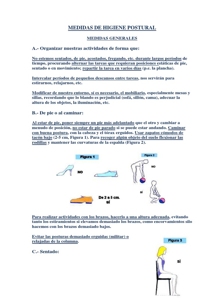 Medidas de Higiene Postural | PDF | Dolor lumbar