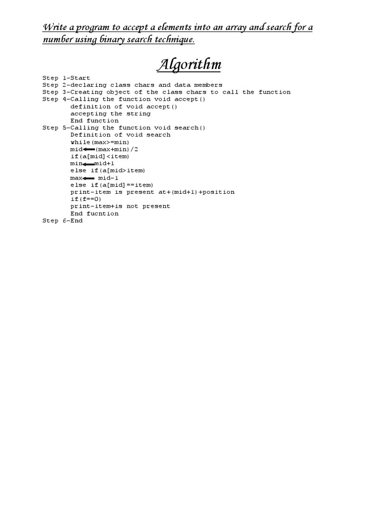 Algorithm: Write A Program To Accept A Elements Into An Array and ...