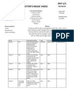 Call Sheet Letter'S Music Video DAY 1/1