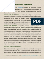 Agricultura en Bolivia: tradicional, moderna y por cultivos