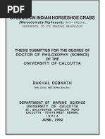 Download First PhD Thesis Work on Indian Horseshoe CrabsMerostomataXiphosura by DrRDebnath SN17173183 doc pdf