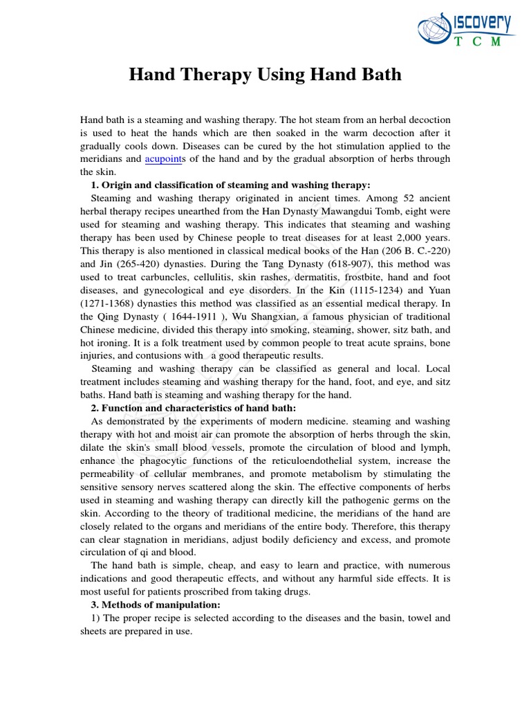 Hand Therapy Using Hand Bath | PDF