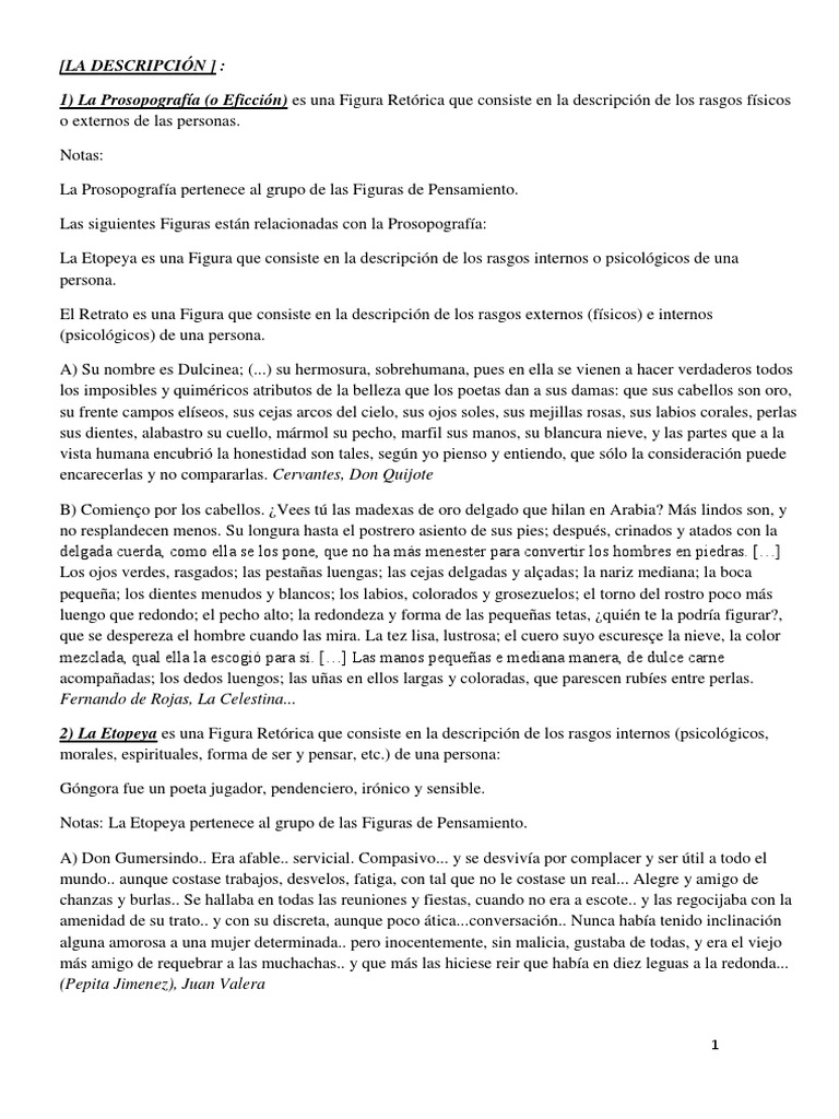 4º ESO. Ejemplos de Prosopografía, etopeya, retrato y