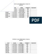 DAY Date Time Subject Changes