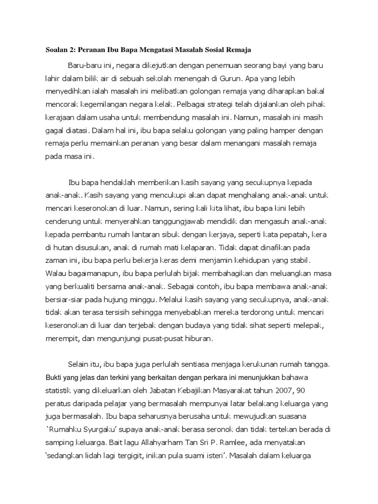 Esei Peranan Ibu Bapa Pdf