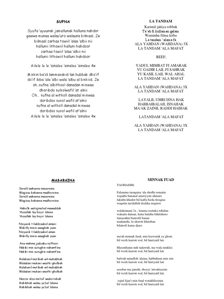 Lirik Lagu Marawis Docx