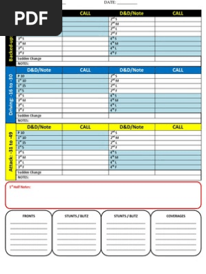 Defense Call Sheet