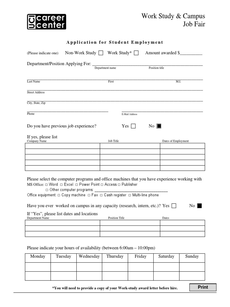 Write Able Application For Student Employment | PDF | Career & Growth ...