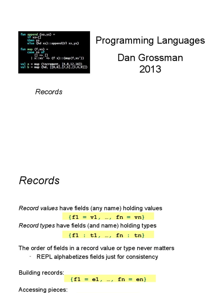 Lecture Slides Section2 21 Records | PDF