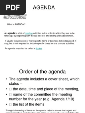 Agenda