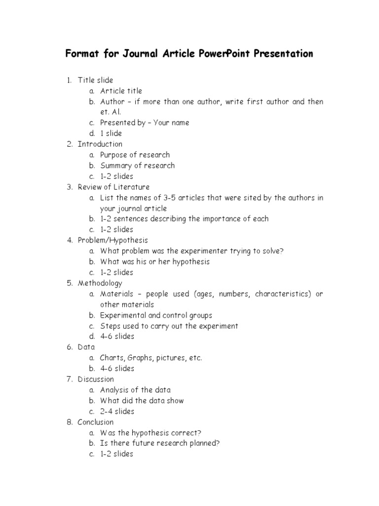 Journal Article Presentation Format | PDF | Teaching Methods ...