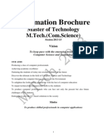 Information Brochure: Master of Technology M.Tech. (Com - Science)