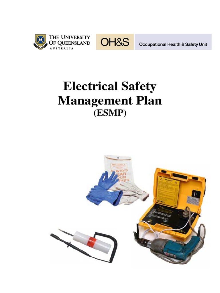 Electrical Safety Management Plan University Queensland PDF Safety