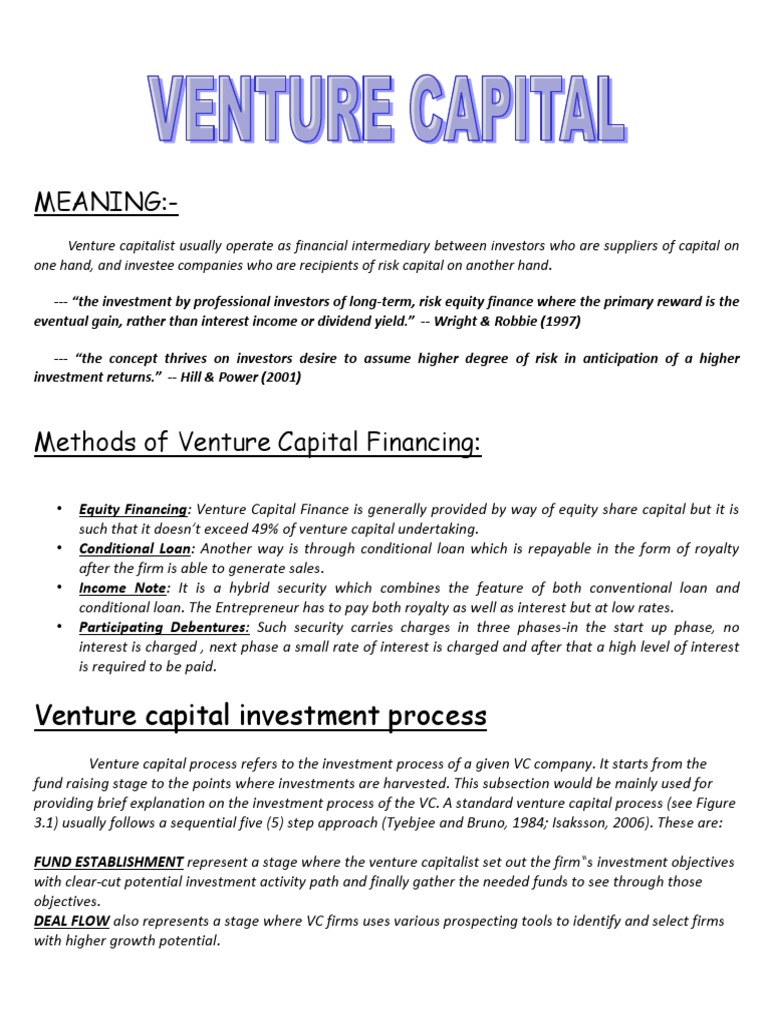 Meaning | PDF | Venture Capital | Corporate Finance