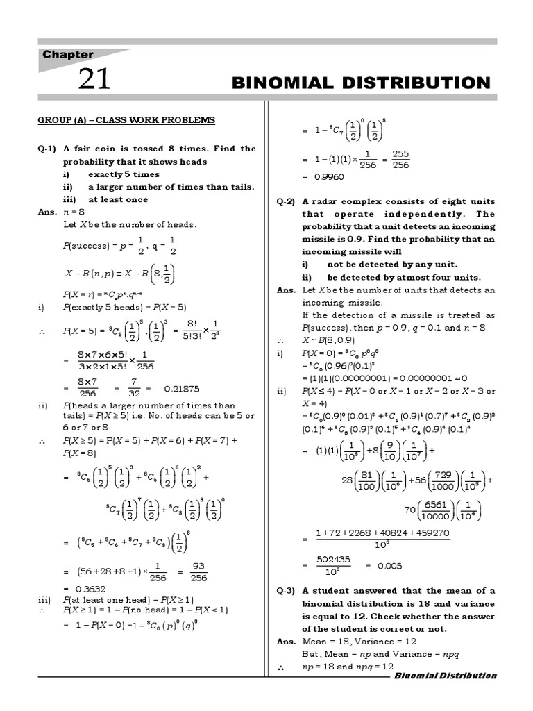 Binomial Distribution Problem Set | PDF