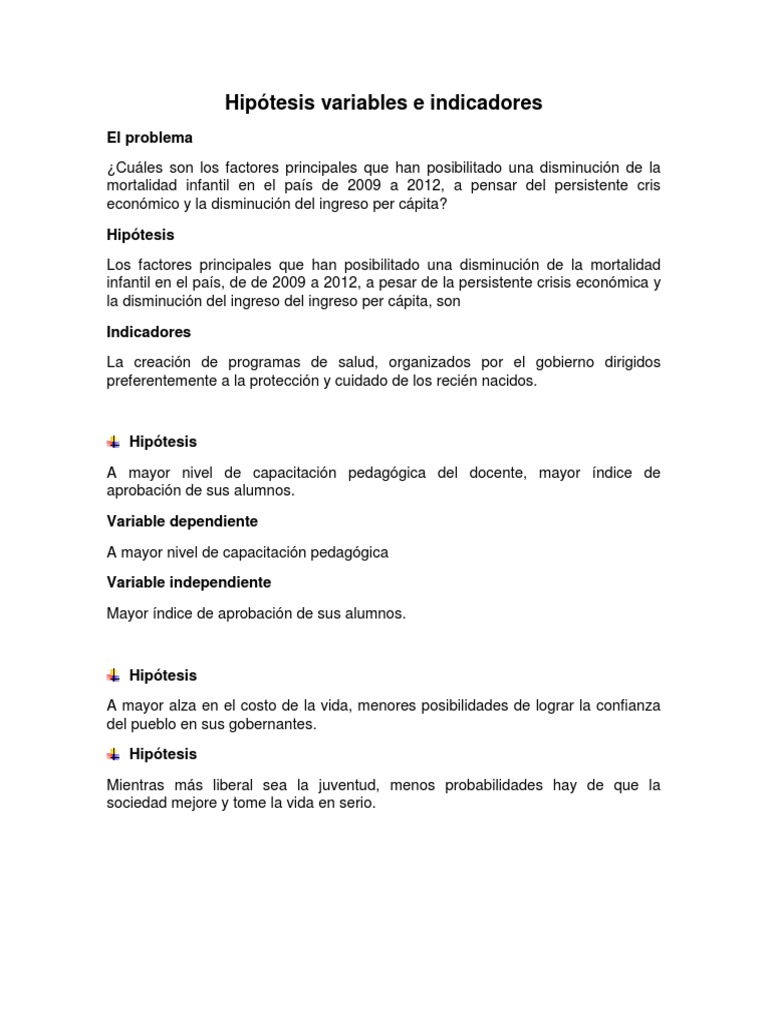 Hipótesis variables e indicadores PDF Población La delincuencia