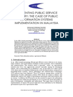 Reinventing Public Service Delivery: The Case of Public Information Systems Implementation in Malaysia