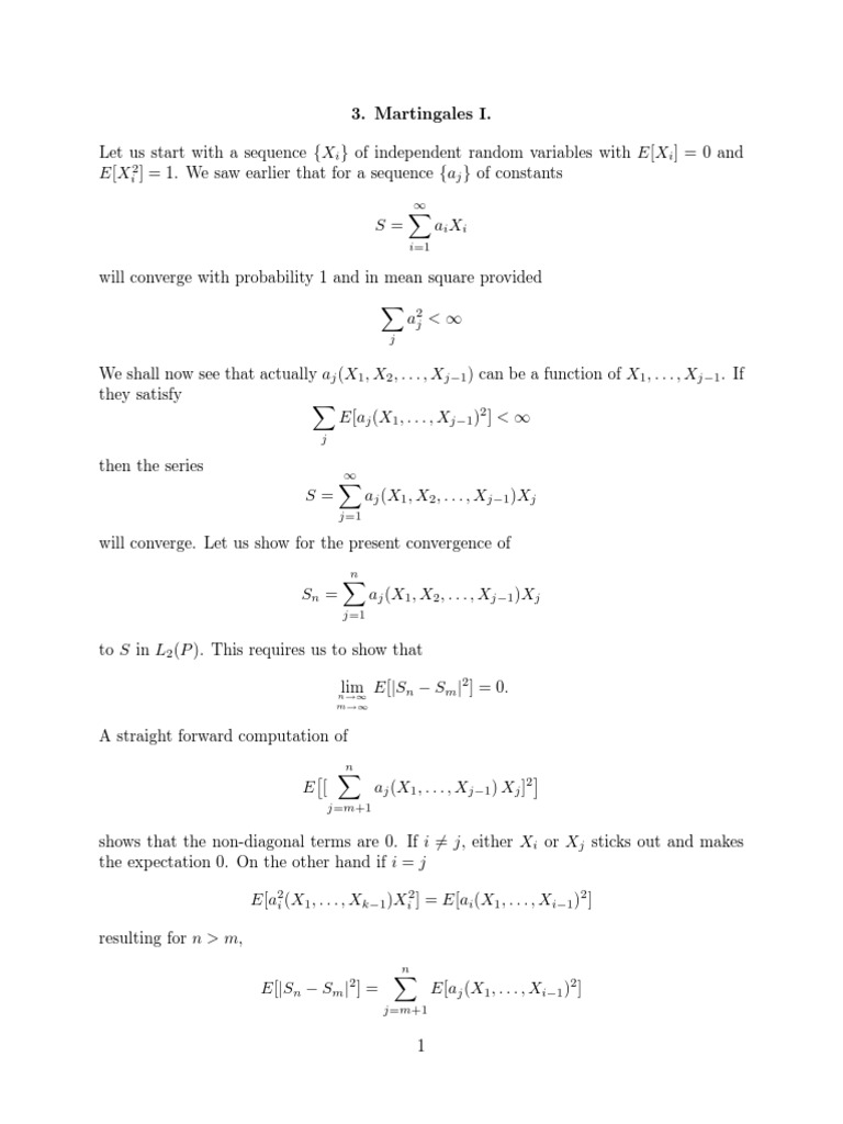 Martingales i Mathematical Analysis Probability Theory