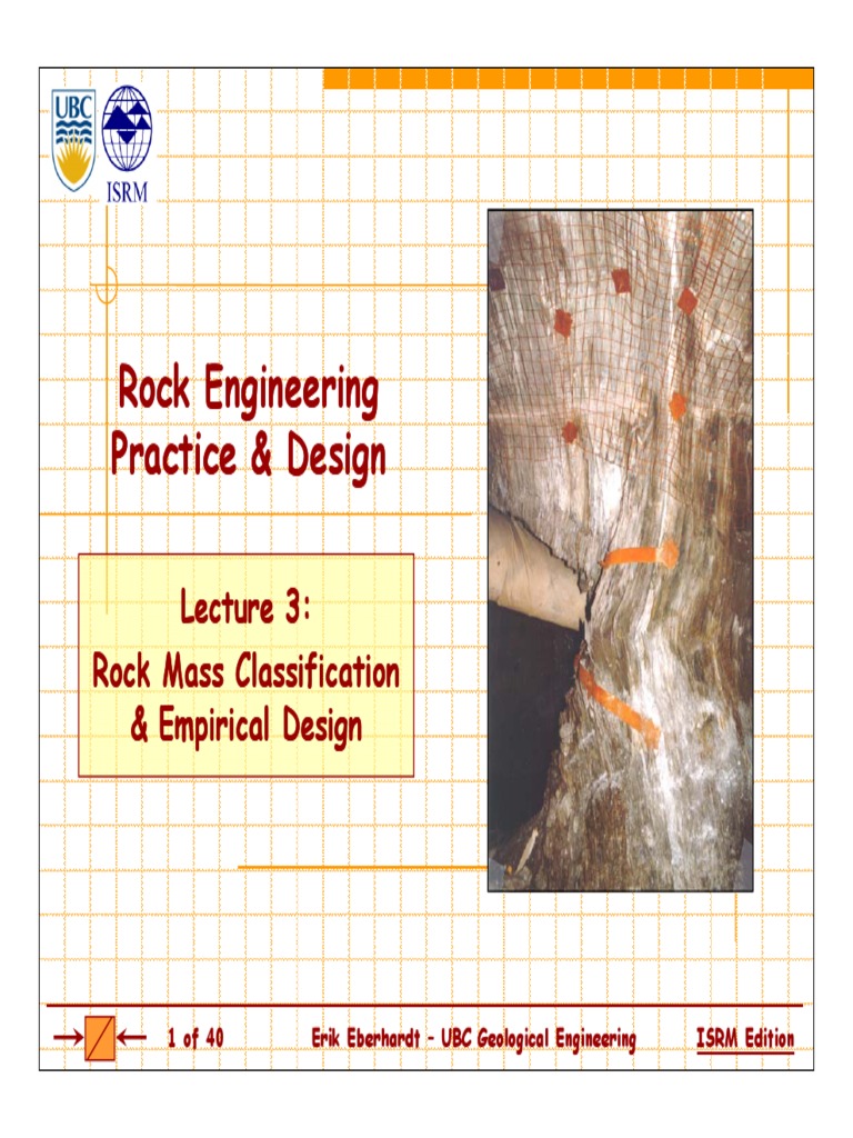 Isrm Rock Engineering Practice Design Lecture 3 Rmc And Emp Design E