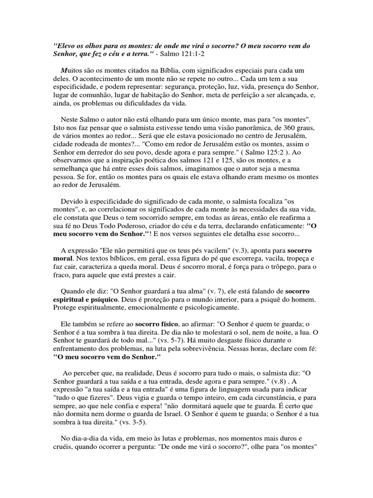 Elevo Os Olhos Para Os Montes Pdf Salmos Céu