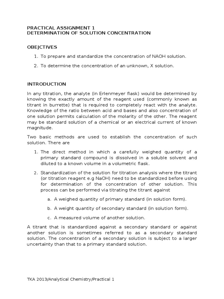 Determination of Solution Concentration | PDF | Science & Mathematics