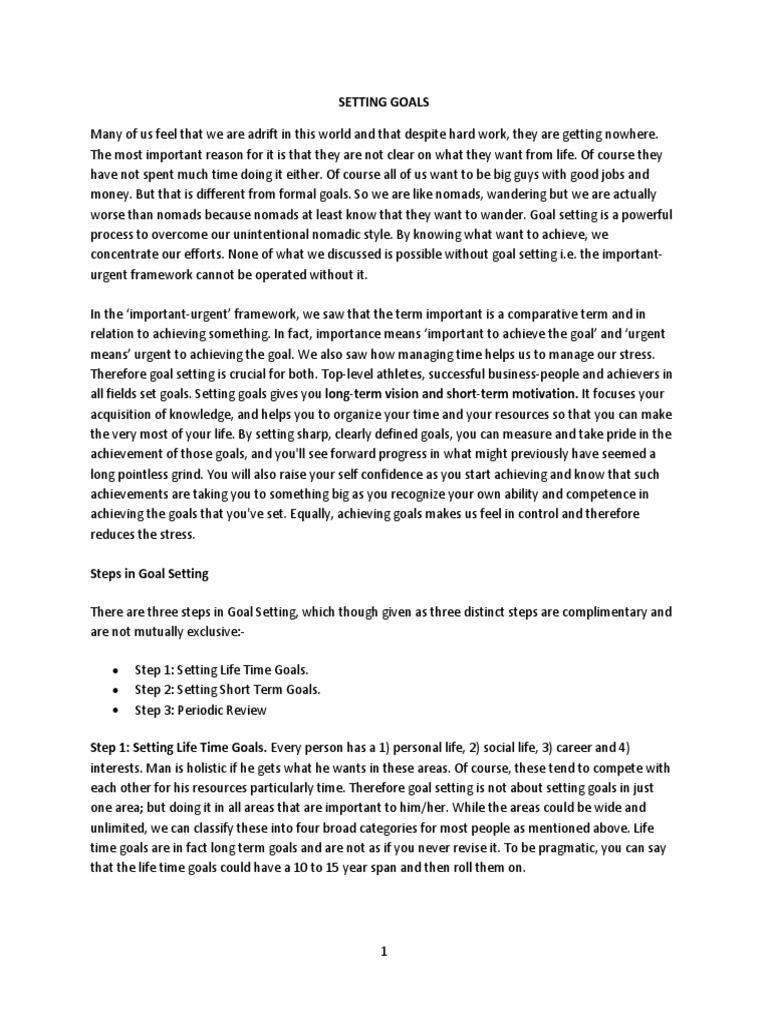 Goal Setting Exercise | PDF | Goal | Action (Philosophy)
