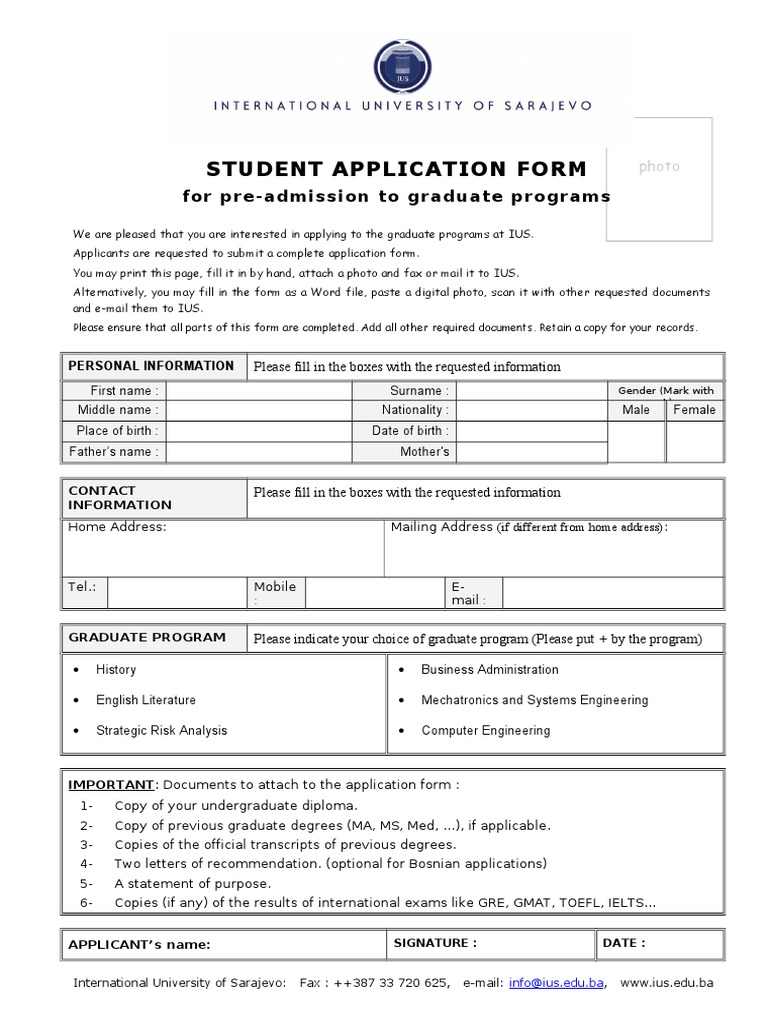 IUS-Graduate Application Form | PDF