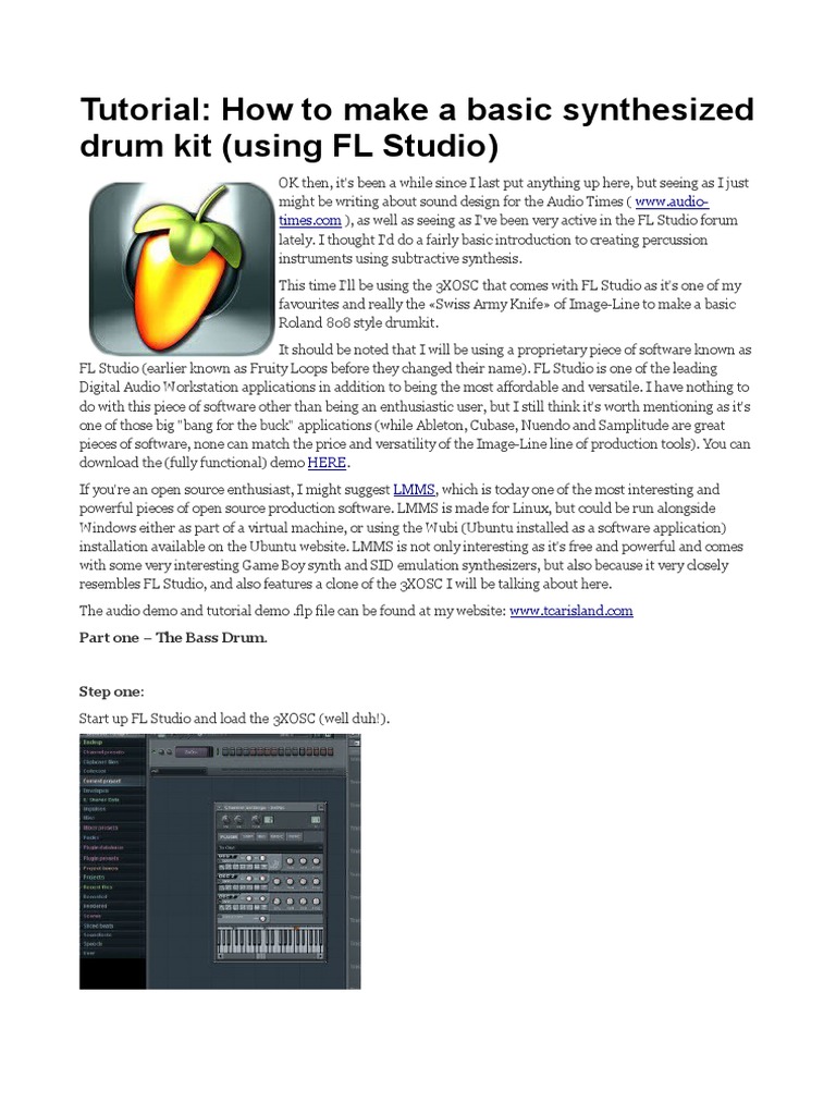 Synth Drum Kit How To FL 8 PDF Synthesizer Drum Kit