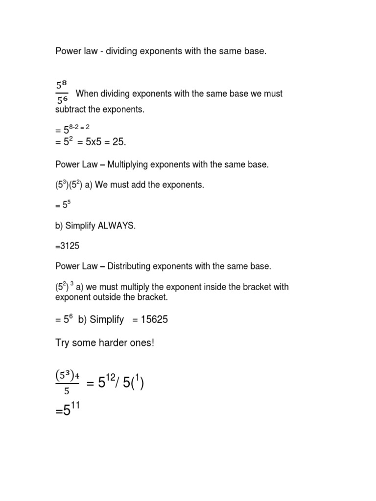 Power Law and Polynomial Operations Guide | PDF