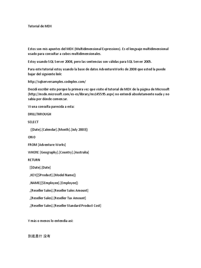 Tutorial Básico de MDX para Principiantes | PDF | Datos de computadora ...