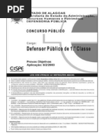 DPAL Defensor 2003 Objetiva Gabarito Subjetiva