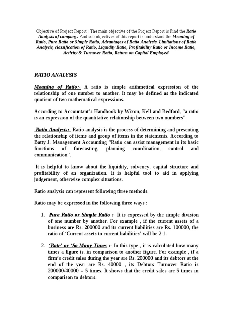 Objective of Project Report | Financial Capital | Revenue