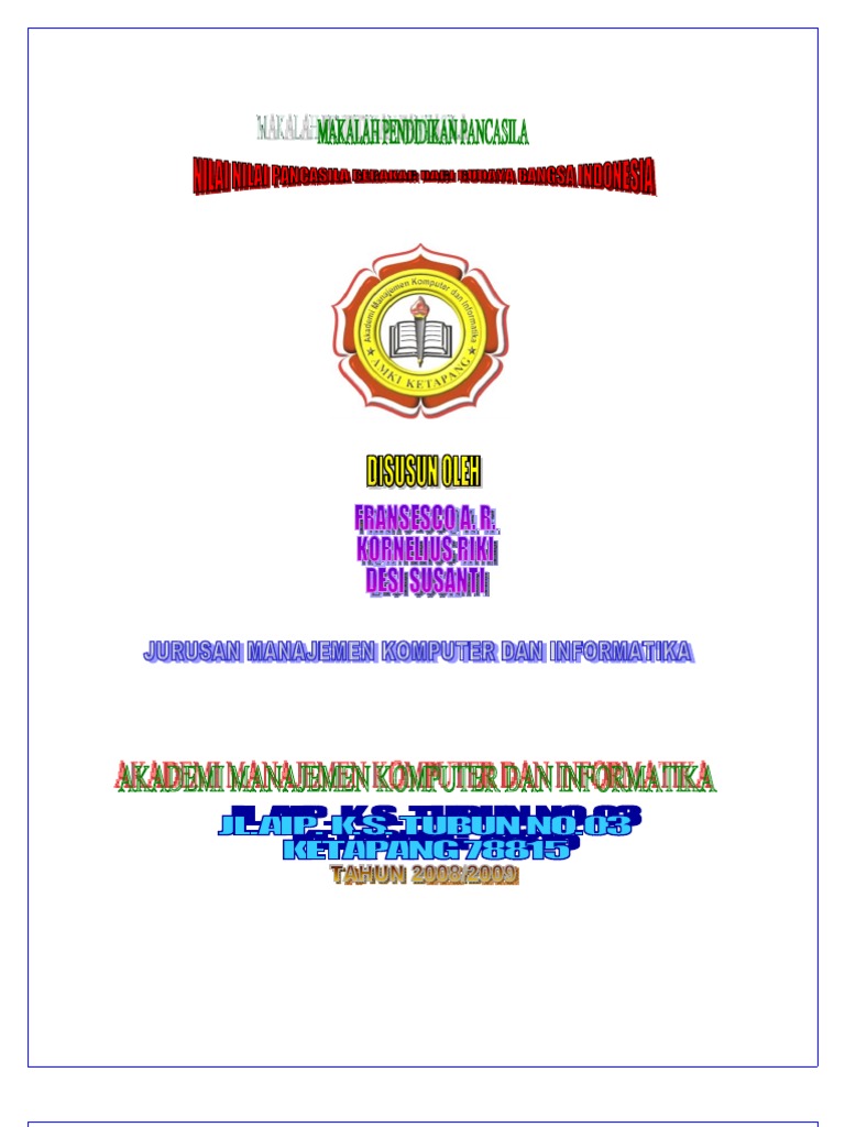 Full Makalah Nilai Nilai Pancasila Berakar Dari Budaya Bangsa Indonesia