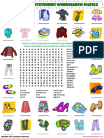 Clothes and Accessories Wordsearch Puzzle Vocabulary Worksheet 1