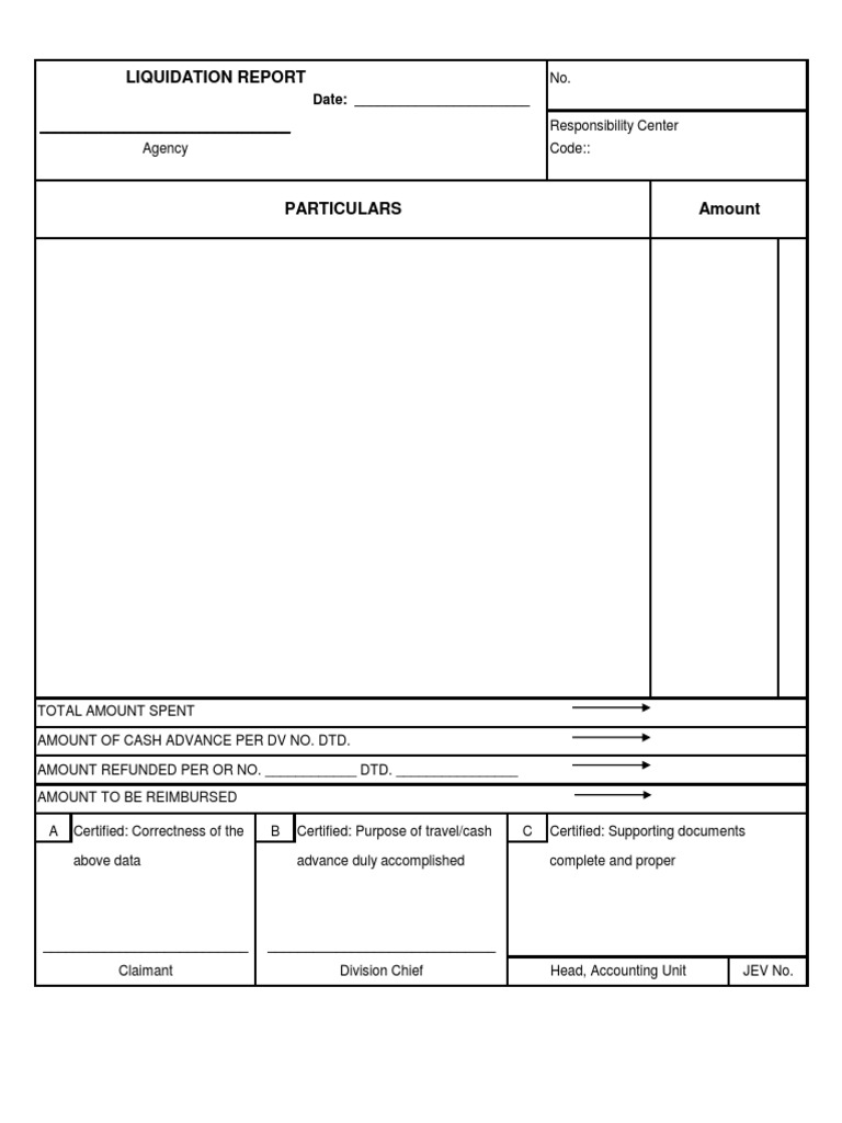 Liquidation Report Template Sample | PDF | Finance & Money Management