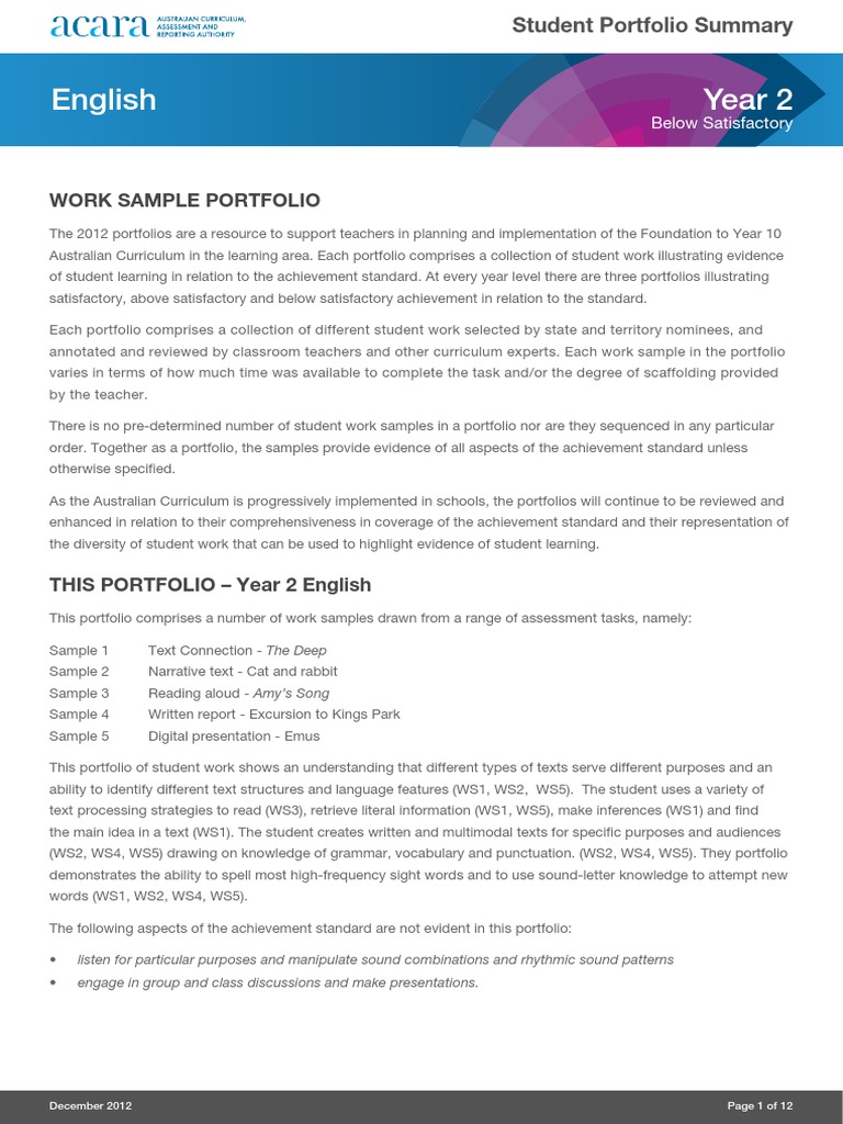 Year 2 English Portfolio Overview | PDF | Vocabulary | English Language