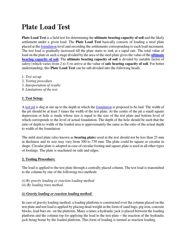 Plate Load Test | PDF | Technology & Engineering