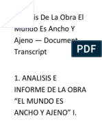 Analisis de La Obra El Mundo Es Ancho Y Ajeno