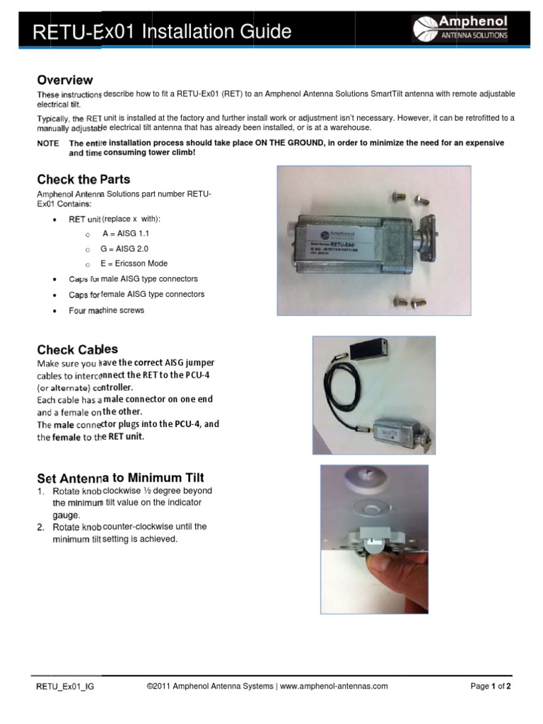 Amphenol Installation Guide RETUEx01 PDF Electrical Engineering