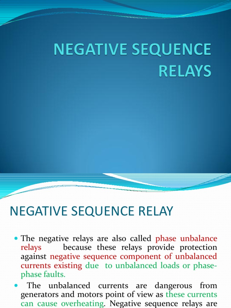 Negative Sequence Relays | Electrical Impedance | Relay