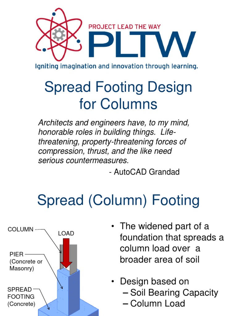 Spread Footing Design For Columns | PDF | Column | Foundation (Engineering)