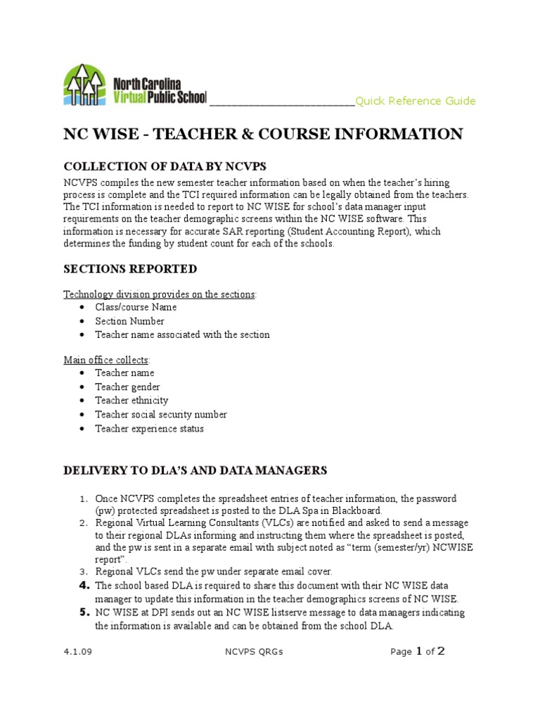 Teacher and Course Data | PDF