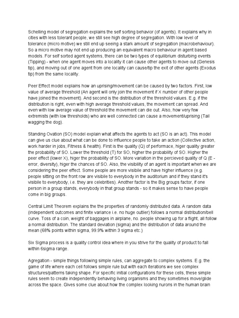 Notes From Online Course Coursera's Model Thinking | PDF | Economic ...