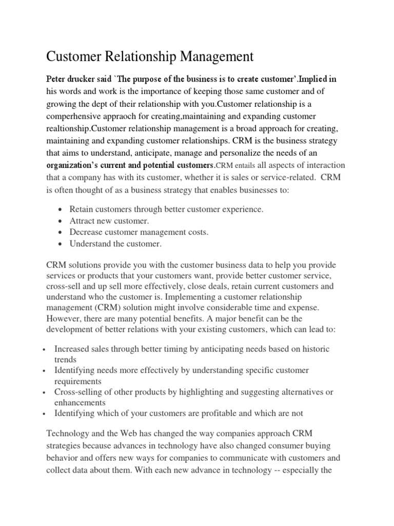 Effective Customer Relationship Management | PDF | Customer ...