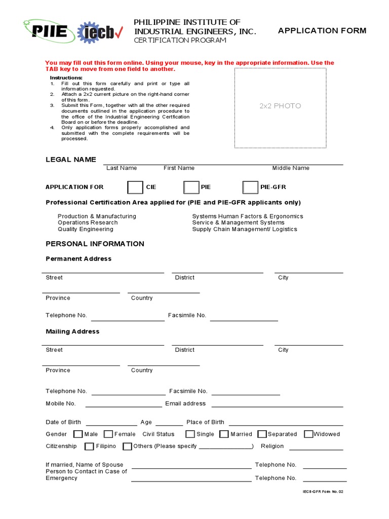 CIE Certification Application Form | PDF | Professional Certification ...
